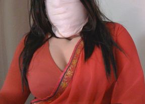 Indian Crossdresser  Masturbating in Saree