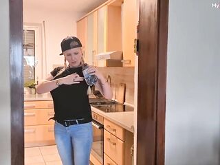 German large tit amateur sticks a corn up her vagina & licks the twat juice - MyDirtyHobby German amateur sex