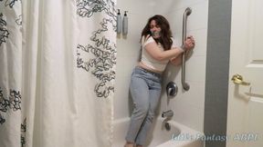 Wrists Bound Jeans Wetting with Duct Tape Over the Mouth