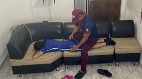 Giving my massages I rub my cock up her ass without her noticing