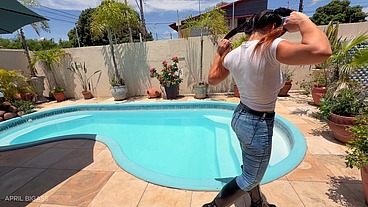 Soaked Poolside Temptation with April Big Ass — Full Premium Solo