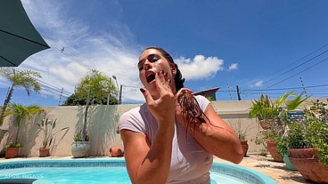 Soaked Poolside Temptation with April Big Ass — Full Premium Solo