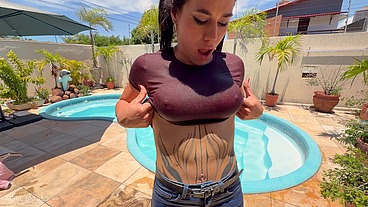 Soaked Poolside Temptation with April Big Ass — Full Premium Solo