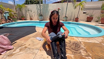 Soaked Poolside Temptation with April Big Ass — Full Premium Solo