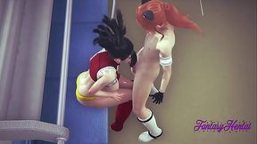 Boku No Hero Hentai 3D - Momo Sex in a Train blowjob and fucked - Japanese manga anime