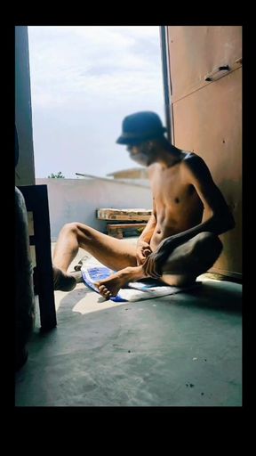 Sitting on Door Cumshot