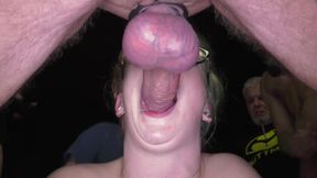 Hottie gets fucked deep after gagging on hard long cocks