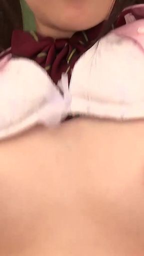 School Uniform POV Nipple Obsession: Ria Misaka Twists Swollen Pink Nubs and Pumps Her Breasts Until She Throbs and Aches.