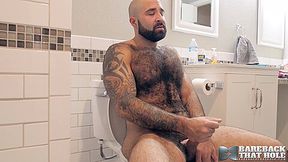 BAREBACKTHATHOLE Hairy Hunk Atlas Grant Masturbates Solo