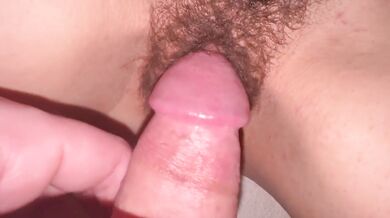 Tight hairy pussy gushing cum twice with big cock