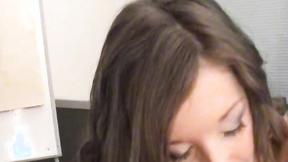 ”Horny teen deepthroats huge cock before hardcore drilling”