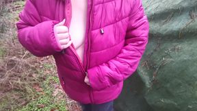 Barefeet Tit Slapping in Nature