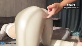 Wow, these leather leggings with a big bootie and gorgeous girl are ideal for doggystyle sex! Come and jizz in her latex leggings, horny slut!