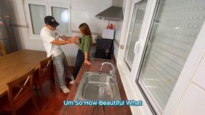Horny Girlfriend Gets Fucked in the Kitchen and Gets Cum on Her Feet