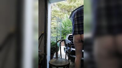 Naughty mechanic is filming himself while jerking his hard phallus