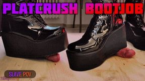 PLATCRUSH Bootjob in Platform Knee Sexy Heels (Slave POV Version) - Tamystarly - Cock Balls Crush Trample, CBT, Trampling, Shoejob, Stomping