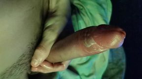 Heavy streams of precum from a large overexcited cock