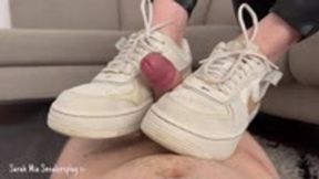 Shoejob with my Nike AF1 shadow beige - Hume cumshot over my sneakers