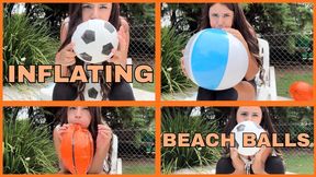 Inflating beach balls + soccer balls + basketballs