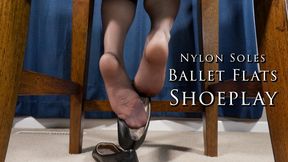 Nylon Soles Footplay Ballet Flats Shoeplay Pantyhose Under Chair - Kylie Jacobsx - MP4 4K HD