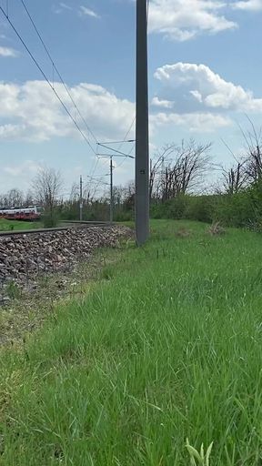 Dick flash train, risky masturbation   Clip 1