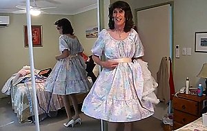 Jerking off in satin dress