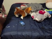 Pup Uses Plushie and Watches Porn