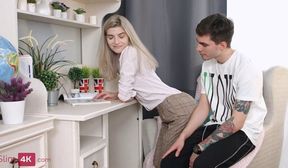 lovely blonde finds time for quick sex with her aroused bf
