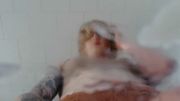 strawberry blonde femboy with red lipstick cums all over your face highlight
