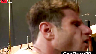 GayOver30.com - Sexy hunks Alessio and Luke have rough sex in a storage room