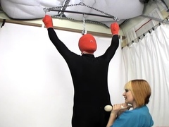 Femdom fetish mistresses fuck bdsm loser with strapon