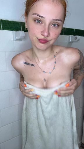Bathroom shower selfie