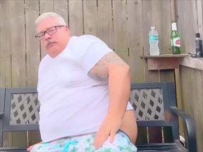 Old Fat Husband Has Giant Hot Dog and Is a Giant Fat Man