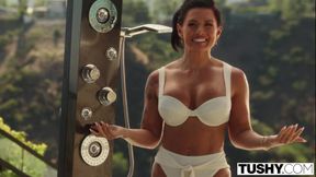 TUSHY Sexy MILF Divorcee Eva Angelina Gets DPed By Her Two Hot Neighbors