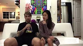 Behind-the-scenes - small brunette Vina Sky enjoys to get screwed by a random guy