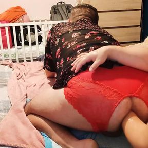 The husband came home from work and immediately had to go to the bedroom for a tearful anal, the insatiable mistress punishes he