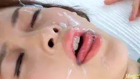 Two girls have sex outdoors and end up with messy facials