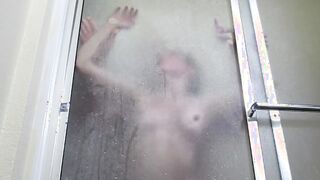Cheating slender mistress blows and lets stranger pounded her inside the booty into shower