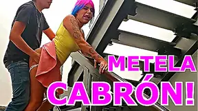 Passionate Stairwell Encounter Takes Risque Turn When Caught Mid-Fuck