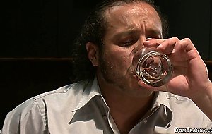 Shemale sucks cock through glory hole