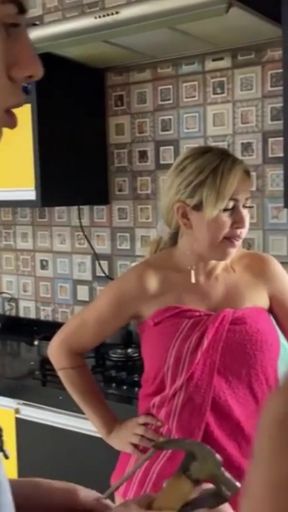 Naughty maid catches boss fucking firefighter   Clip 1