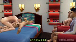 step brother and step sister watching step mom and step dad have sex - family sex