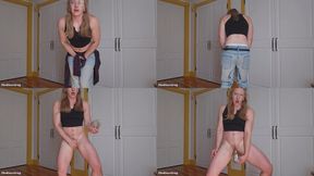 Desperate Pee In Jeans And Jar