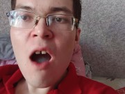 Eating own frozen cum as a dessert