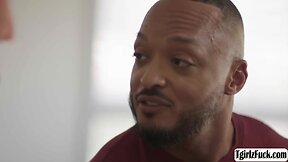 Transsexual enjoys interracial anal sex with stepbrother