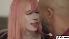 Transsexual enjoys interracial anal sex with stepbrother
