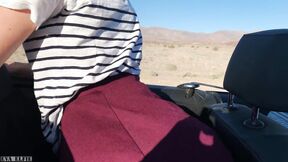 Public teen sex in the convertible car on a way to Las Vegas - Eva Elfie