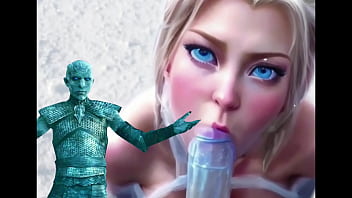 Princess Elsa and the Night king likes cold weather- Blowjob of the big dick in the snow