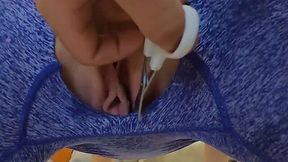 Ripped leggins on the perfect butt that takes fingering and massive cumshot