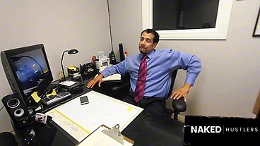 Big titty intern learning how to please the boss